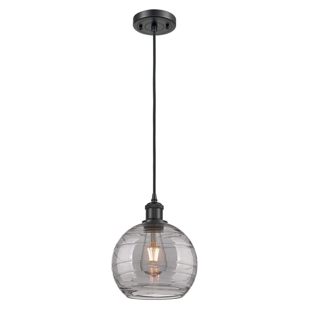 Athens Deco Swirl 100-Watt 1-Light Matte Black Standard Mini Pendant Light with Painted Glass Shade, No Bulbs Included price history on PriceWatchPro