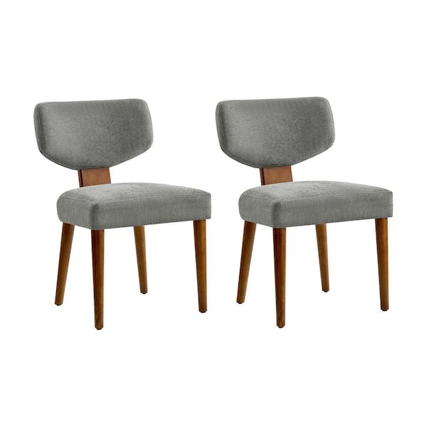 JAYDEN CREATION Lydia Grey Polyester Dining Chair with Solid Wood