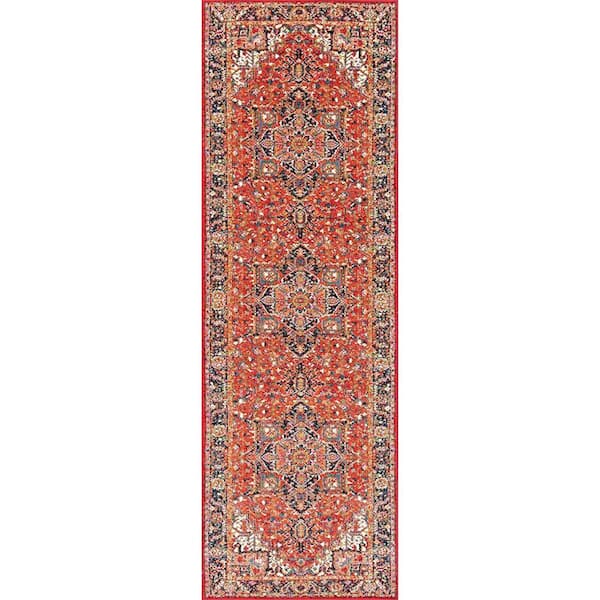 nuLOOM Patrice Transitional Dark Orange 3 ft. x 8 ft. Indoor/Outdoor Runner Rug