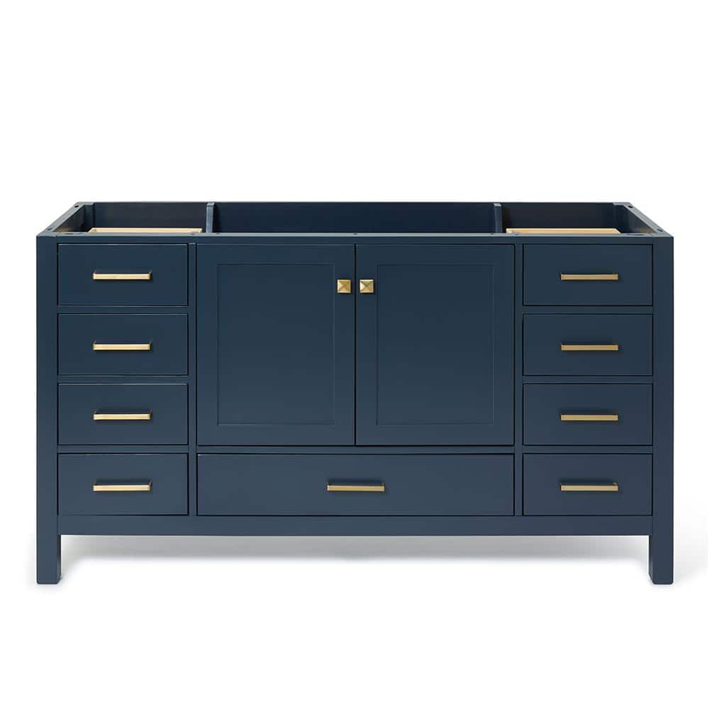 Midnight Blue 60" Solid Wood Freestanding Vanity Cabinet