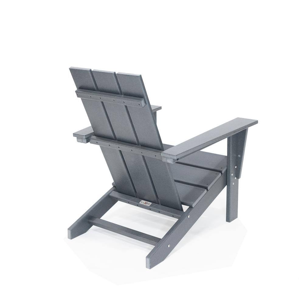 Arcadia Gray HDPE Modern Outdoor Adirondack Chair with Arms