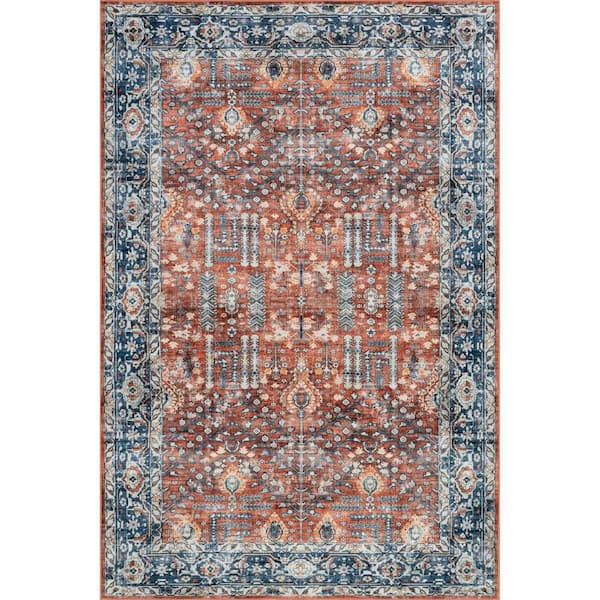 Hickory Medallion Washable Red 8 ft. x 10 ft. Indoor Area Rug