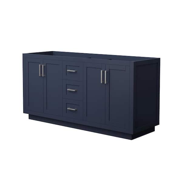 Wyndham Collection Miranda 65.25 in. W x 21.75 in. D x 33 in. H Double Bath Vanity Cabinet without Top in Dark Blue