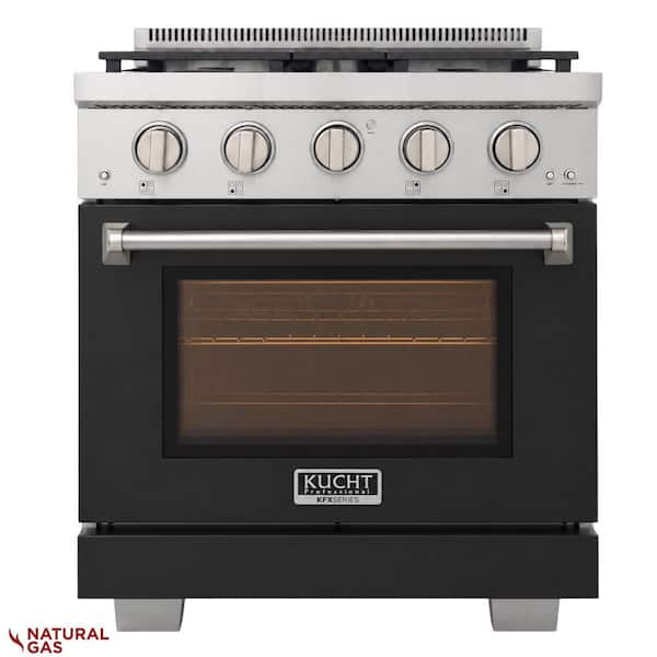 30 in. 4.2 cu. ft. 4-Burners Freestanding Natural Gas Range and Convection Oven in Black with True Simmer Burners
