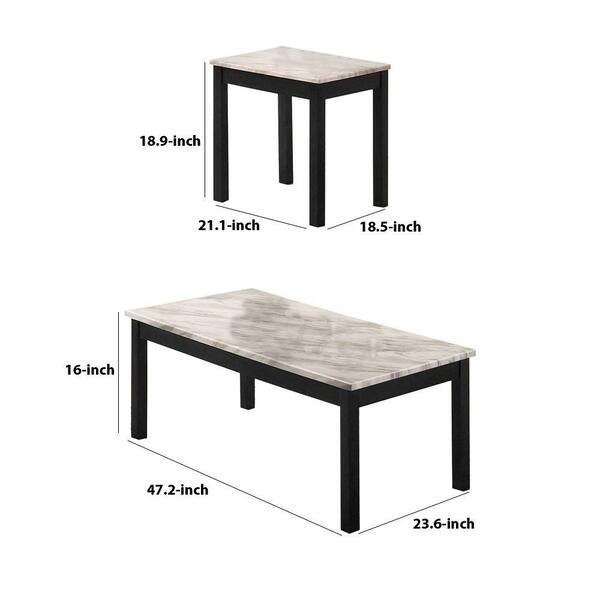 End Table With Faux Marble Top Bm233097, 2 Piece Coffee Table Set B M