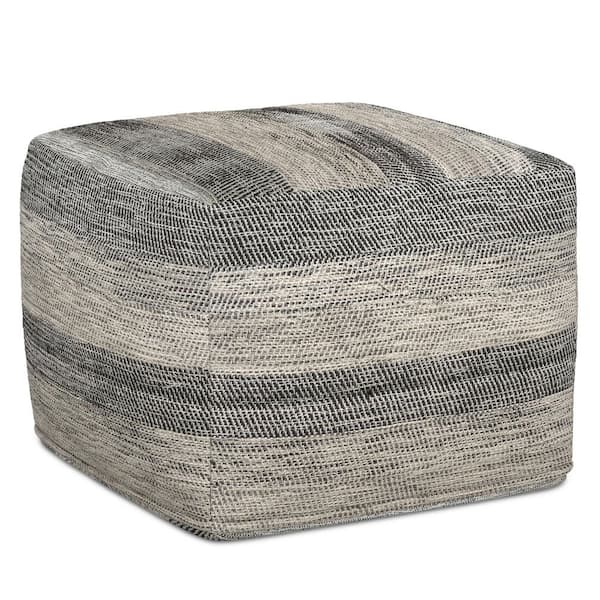 Clay Boho Square Pouf in Grey Melange Cotton