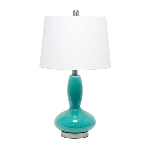 Elegant Designs 22.75 in. Teal Contemporary Curved Glass Table Lamp