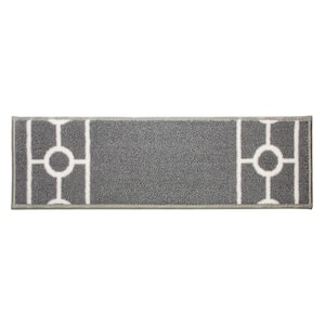 Chain Border Custom Size Gray 12 in. x 36" Indoor Carpet Stair Tread Cover Slip Resistant Backing (Set of 13)