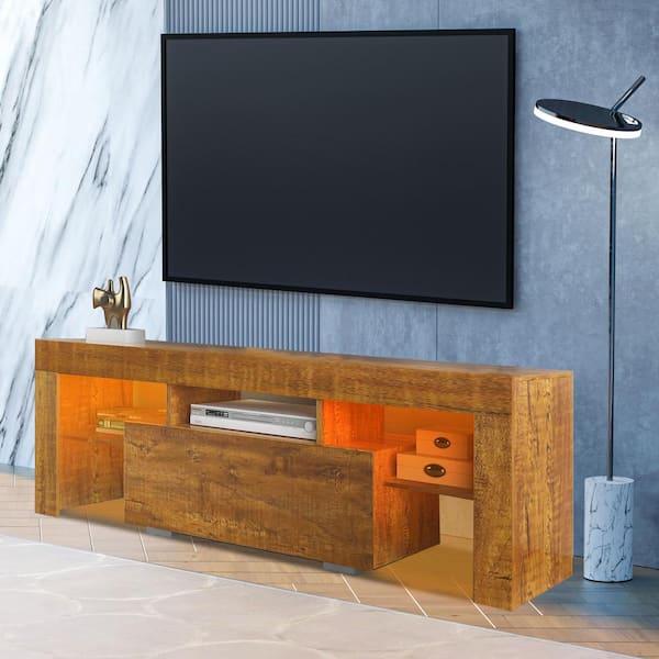 ELEGANT Modern LED TV Unit Black Gloss 200cm Long TV Stand Cabinet