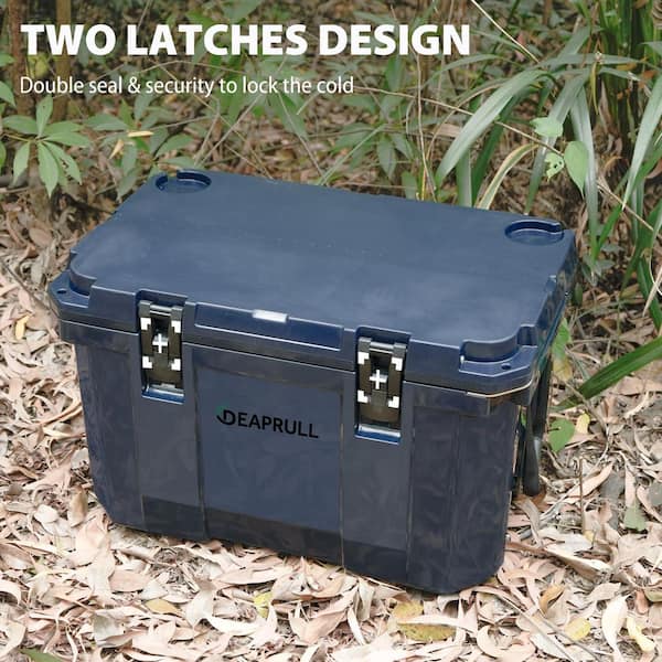 Denjol Dark Blue 60 qt. Portable Chest Cooler with Cup Holders