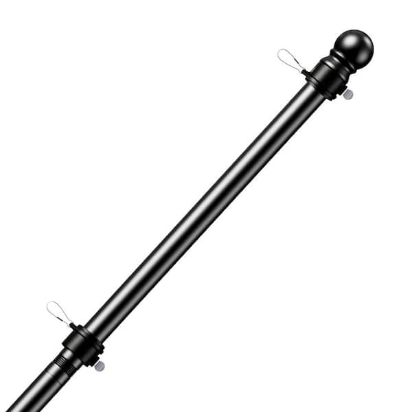 Phewnyzo 5 ft. Stainless Steel Flagpole with 3 ft. x 5 ft. Heavy Garden Flag 1 in. Diameter Wall-Mounted without Bracket, Black