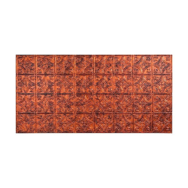 Fasade Traditional Style #1 2 ft. x 4 ft. Glue Up PVC Ceiling Tile in Moonstone Copper