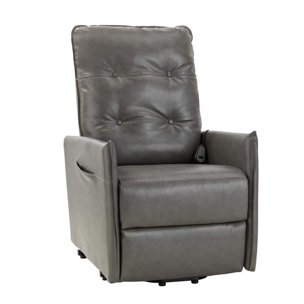 JAYDEN CREATION Karen Grey Mid-century Morden Small leather Power  Livingroom Recliner chair With Metal Lift Base Z2RCHF0129-GRY-P - The Home  Depot