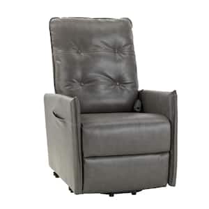 Karen Grey Mid-century Morden Small leather Power Livingroom Recliner chair With Metal Lift Base