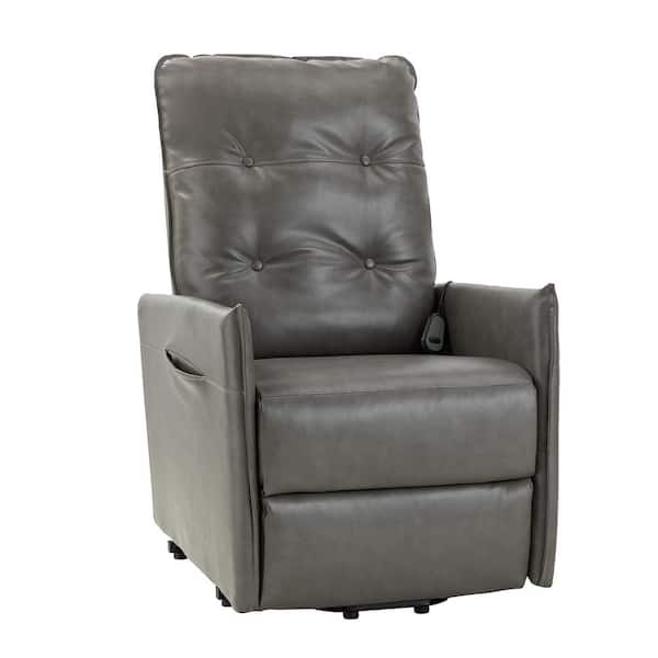 JAYDEN CREATION Karen Grey Mid-century Morden Small leather Power Livingroom Recliner chair With Metal Lift Base