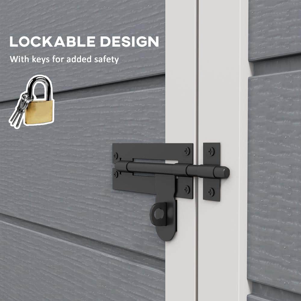 Gray Resin Outdoor Storage Shed with Window and Lock, 76" x 59.5"