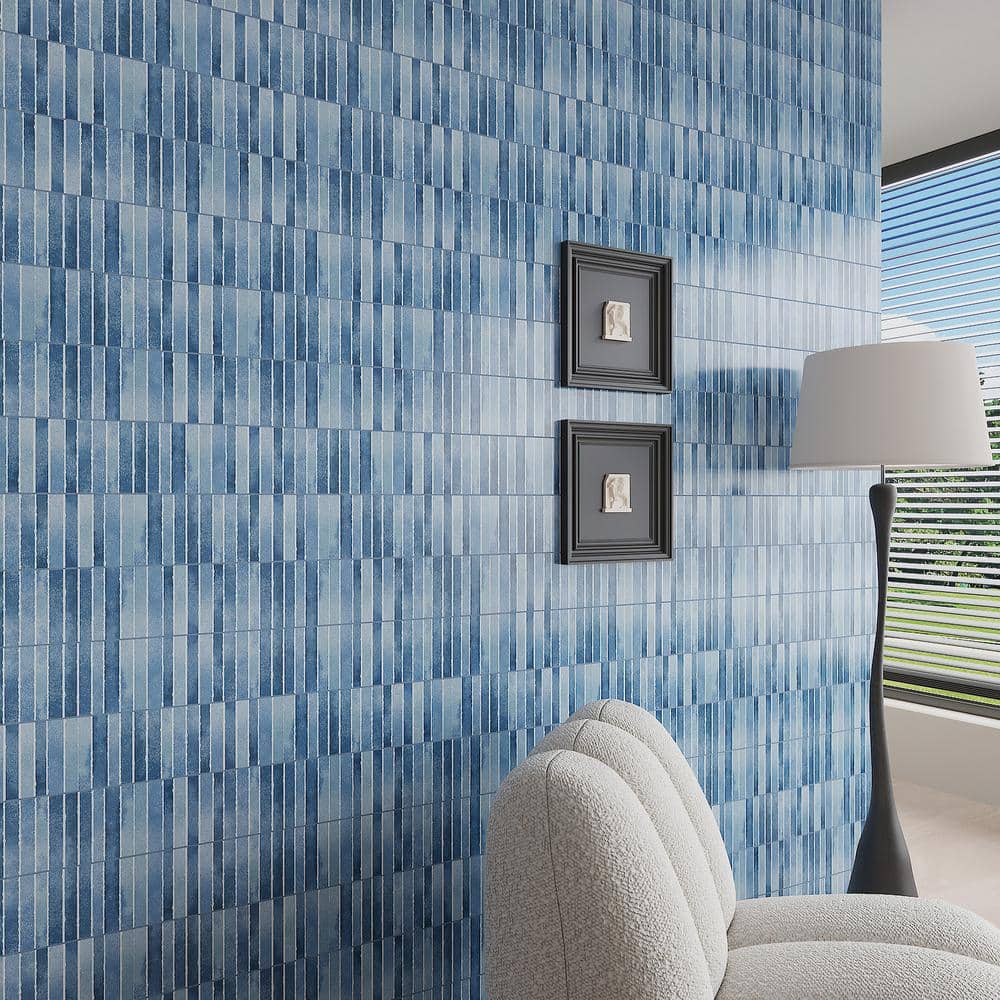 Colorido Blue Ceramic 4" x 12" Glossy Wall Tile