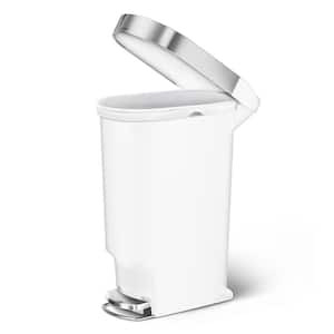 40 Liter Slim Kitchen Step Trash Can, White Plastic