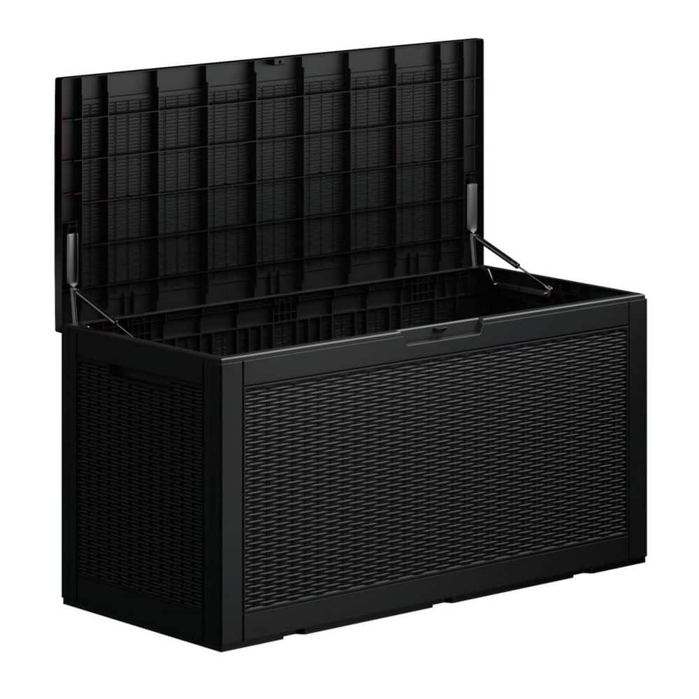Black Resin 100 Gallon Deck Box-All-Weather Outdoor & Indoor Solution