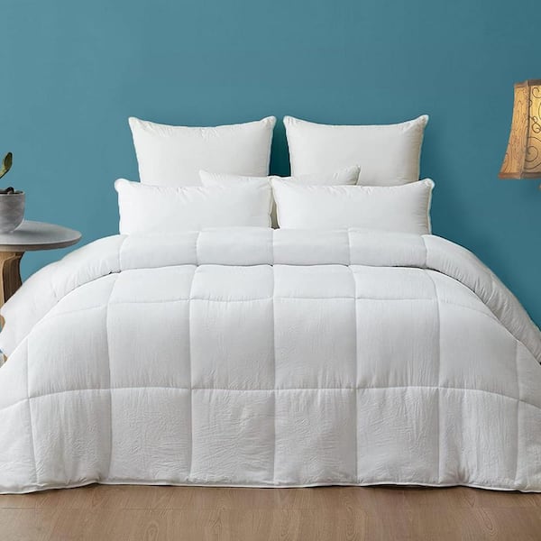 Delara Microfiber Down Alternative Solid White, 100% Organic Cotton Twin Comforter