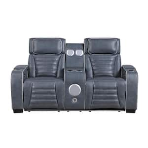 Lazzara Edelia 64 in. W Blue Leather 2-Seater Power Double