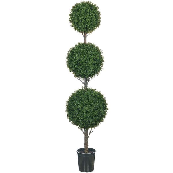 SULLIVANS 64 in. Artificial Boxwood 3-Tier Topiary Tree
