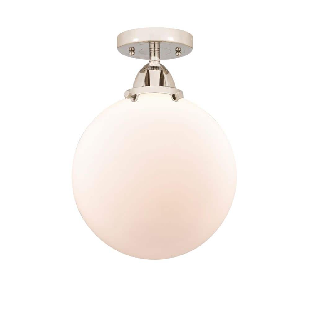 Beacon 10 in. 1-Light Polished Nickel Industrial Semi-Flush Mount with Frosted Glass Shade price history on PriceWatchPro