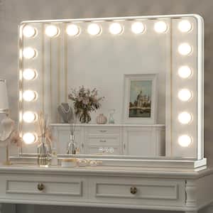 32 in. W x 24 in. H Large Hollywood Vanity Mirror Light, Makeup Dimmable Lighted Mirror for Table in Brush Nickel Frame