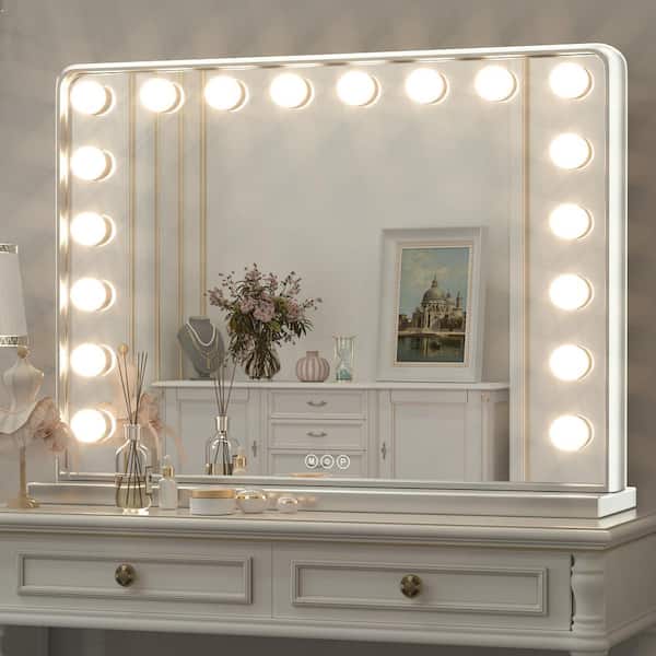 Vanity Mirror with Lights Large Makeup Mirror Lighted Hollywood Makeup  Vanity Mirror Tabletop or Wall-Mounted Mirror with Dimmable LED Bulbs and  USB