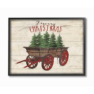 11 in. x 14 in. "Merry Christmas Tree Wagon" by Jo Moulton Wood Framed Wall Art