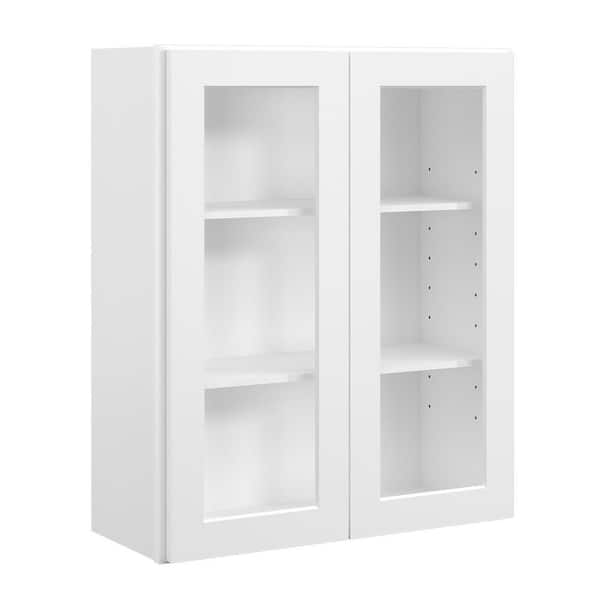 Hausvita 30 in. W x 12 in. D x 36 in. H in Shaker White Plywood Ready to Assemble Wall Cabinets with Shelf without Glass
