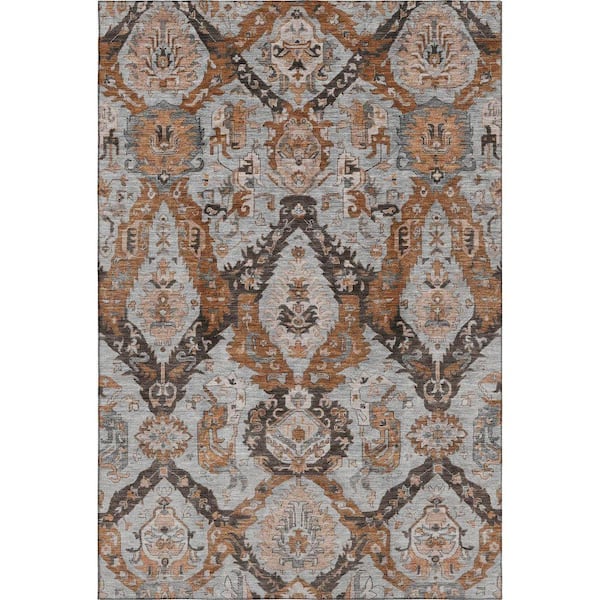 Mayfield Premium Machine Washable Abstract AMF1921 Paprika 10 ft. x 14 ft. Area Rug