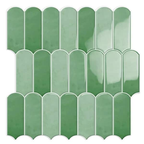 Sage Green Peel and Stick Backsplash Tiles 12 in. x 12 in. Self-Adhesive Wall Tile for Kitchen, Bathroom, RV (10-Pack)
