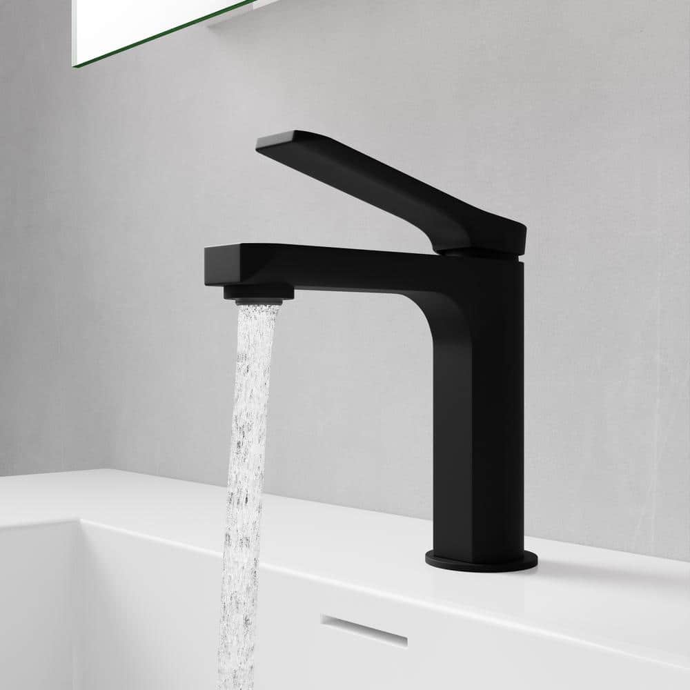 Matte Black and Chrome Single Handle Bathroom Faucet