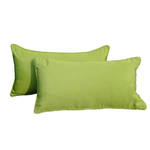 Light Green Rectangle Outdoor Lumbar Pillow (2-Pack)