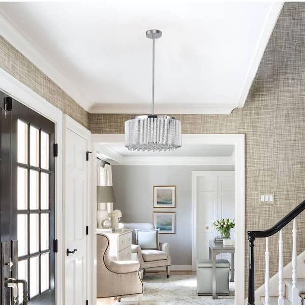 7-Lights 15.7 in. Crystal Chandelier Height Adjustable Luxury Lamp Dimmable Light Fixture, E12, No Bulbs Included