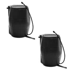 45 Gal. BPA Free Home Rain Water Catcher Barrel, Black (2-Pack)