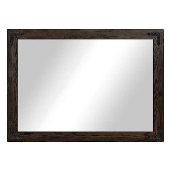 Rayne Mirrors (33 in. W x 50 in. H) Ebony Hardwood Rectangle Mirror with Decorative Corner Bracket