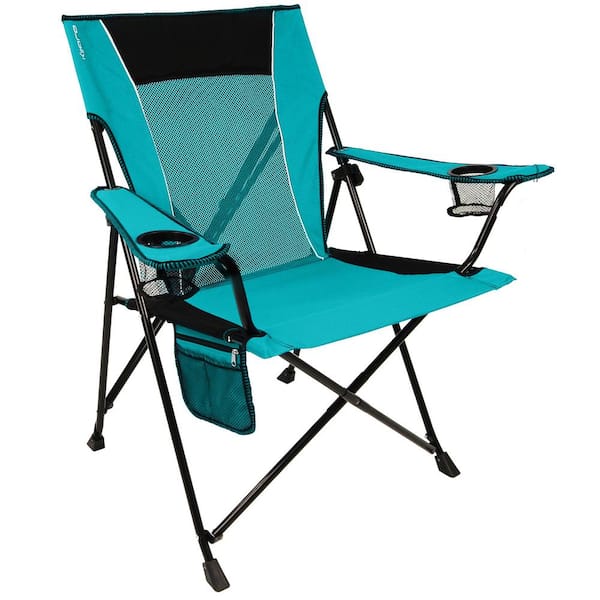 Unbranded Heavy Duty Ionian Turquoise Polyester Outdoor Camping Chair with 2-Cup Holder
