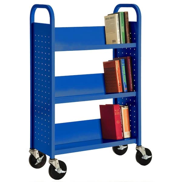 Sandusky 46 in. Ocean Blue Metal 3-shelf Cart Bookcase with Locking