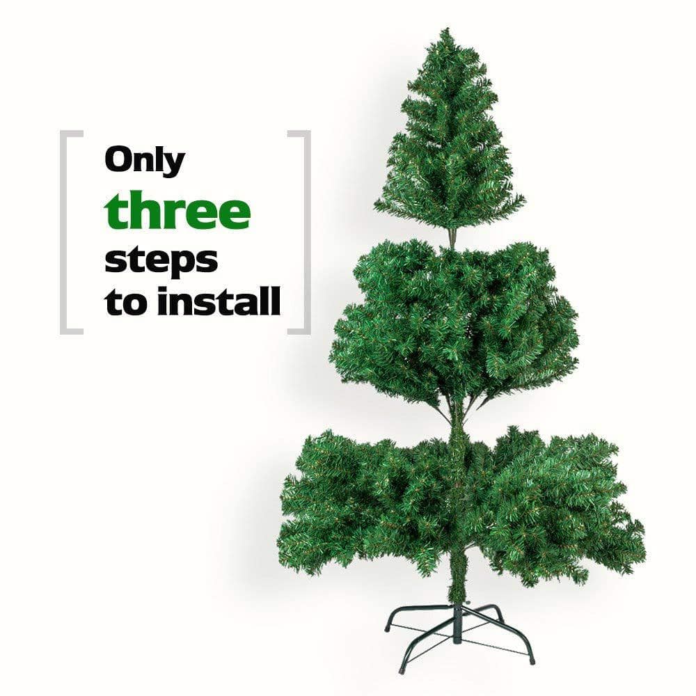 7-Foot Green PVC Full Unlit Christmas Tree with Metal Stand