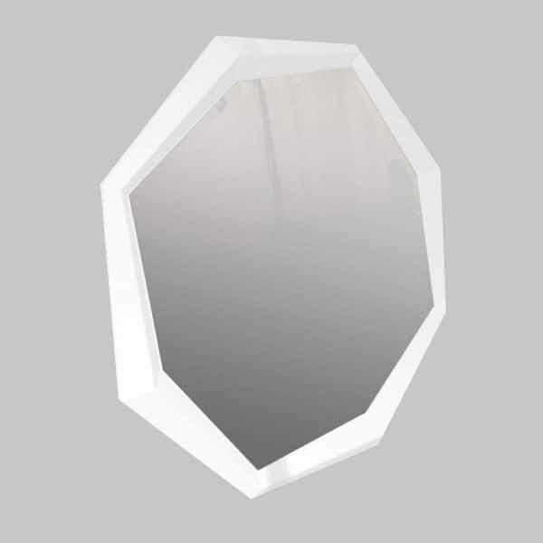 Benjara 47.2 in. W x 47.2 in. H Wooden Frame White Wall Mirror