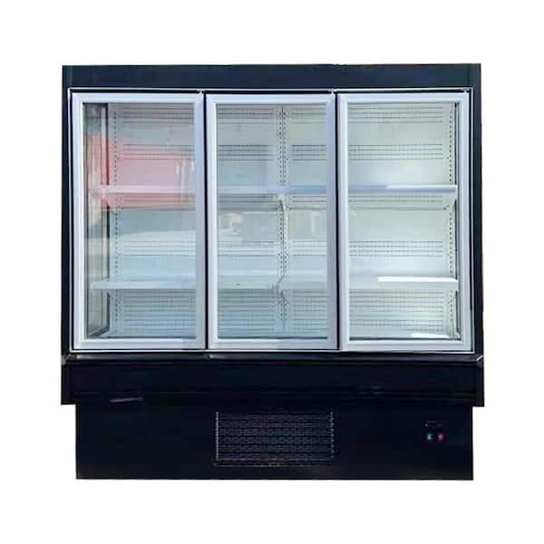76 in.W 28 cu. ft. 3 Glass Doors Commercial Refrigerator Flower Cooler Merchandiser in Black