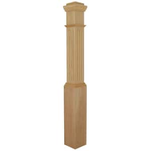Stair Parts 4092 55 in. x 6-1/4 in. Unfinished Hard Maple Fluted Box Newel Post for Stair Remodel