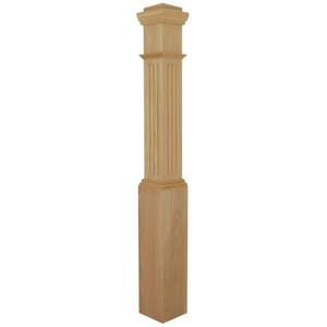 4092 55 in. x 6-1/4 in. Hard Maple Fluted Box Newel Post