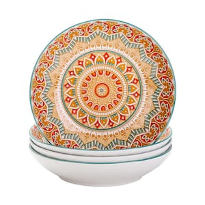 Mandala 24 fl. oz. Yellow Porcelain Soup Plate (Set of 4)