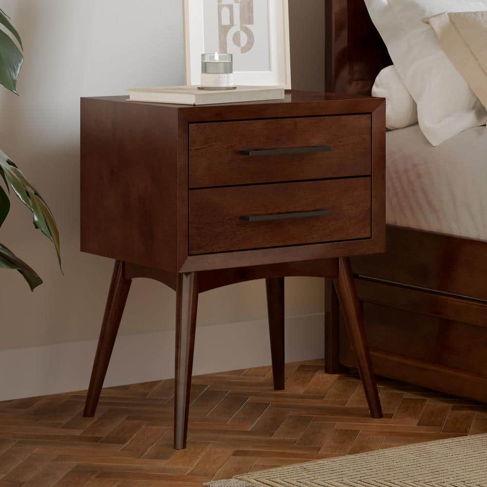 Walnut mid century modern nightstand discount