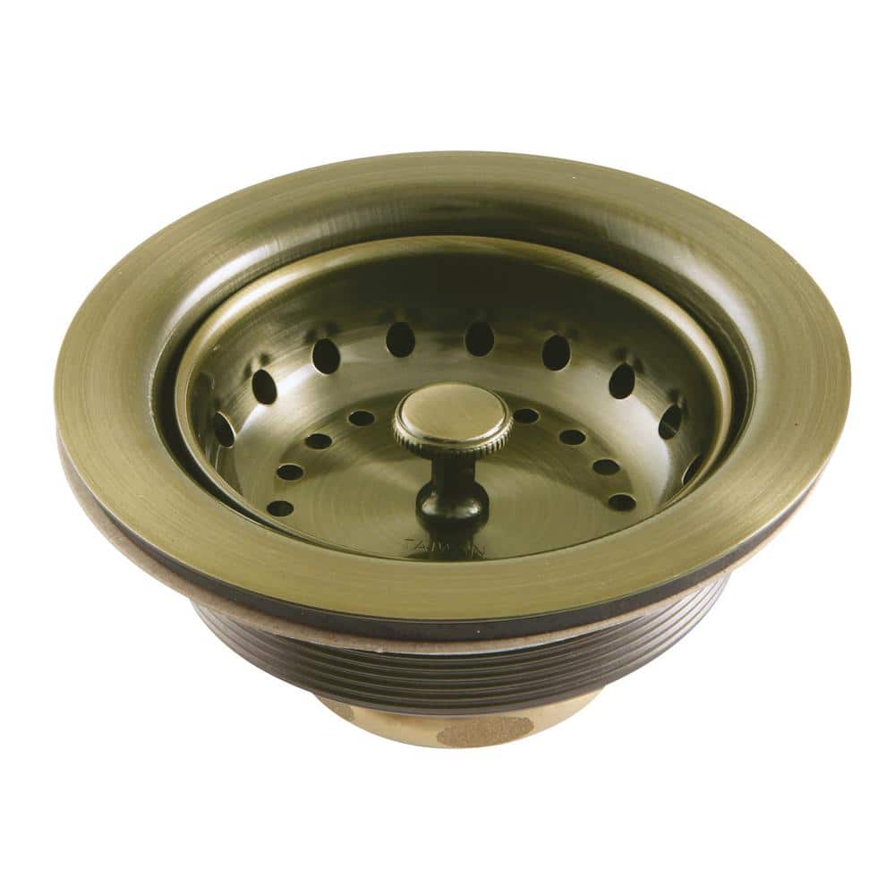 Tacoma 3-1/2 in. x 2-1/2 in. Stainless Steel Kitchen Sink Basket Strainer in Antique Brass price history on PriceWatchPro