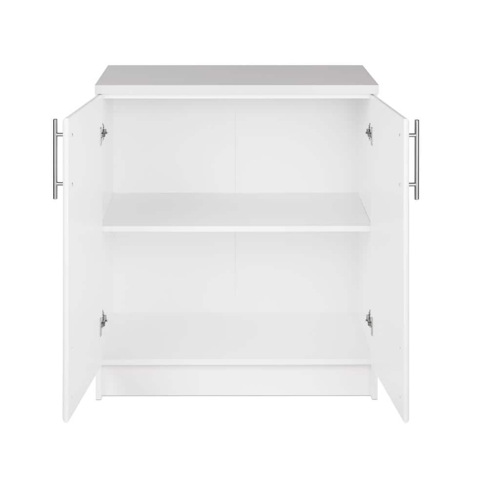 Freestanding White Office Storage Cabinet with Adjustable Shelving