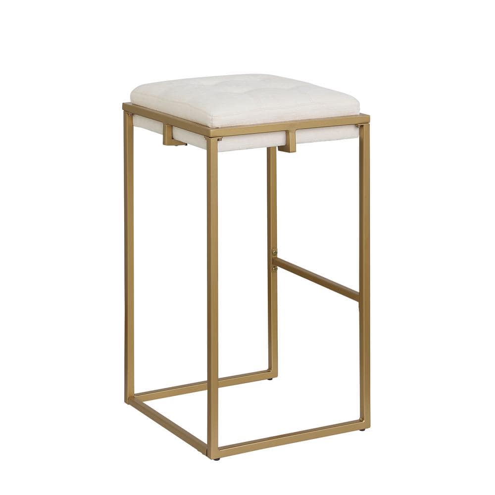 Tatayosi Metal Outdoor Bar Stool with Beige Square Cushion for Indoor ...